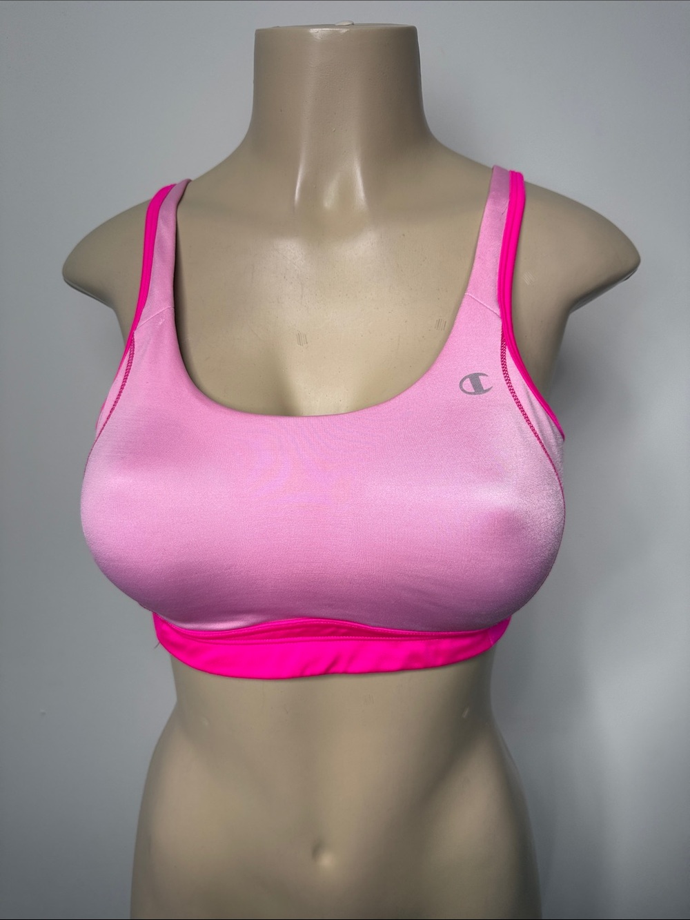 Champion Pink Contrast Band Sports Bra - Light Pink & Hot Pink